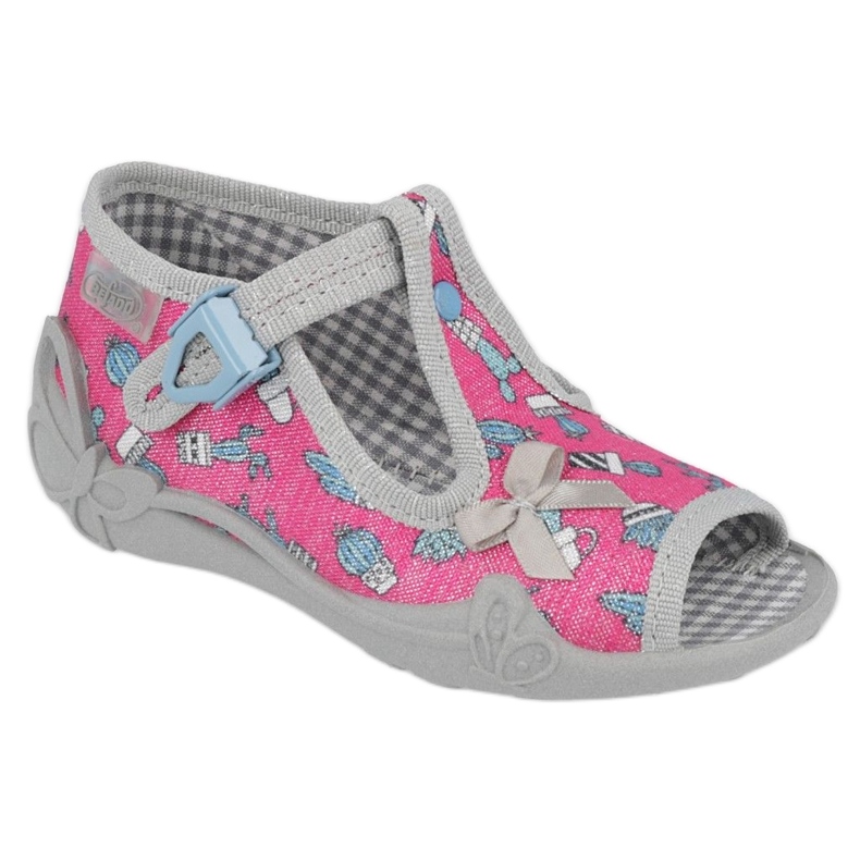 Befado Kinderschuhe 213P128 rosa silber- grau 1