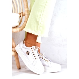 Frauen -Leder -Sportschuhe für Frauen auf der Filipczyk -Plattform mit Zirkonen weiß 1