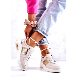 S.Barski Sportschuhe aus Leder für Damen auf Keilabsatz Beige Larson 2