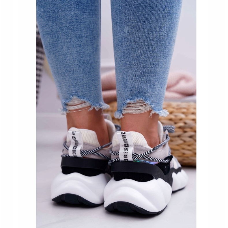 Damen Sportschuhe Big Star von Daniel Lopez Weiß FF274A546 schwarz silber- 3