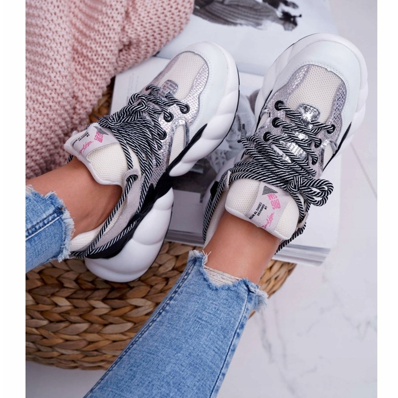 Damen Sportschuhe Big Star von Daniel Lopez Weiß FF274A546 schwarz silber- 4