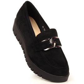 Damen-Loafer auf der Öko-Wildleder-Plattform schwarz Sergio Leone 1