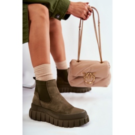 FB2 Modische Slip-On-Stiefel auf der grünen Jenna-Plattform braun 1