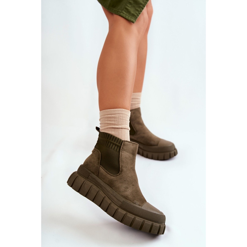 FB2 Modische Slip-On-Stiefel auf der grünen Jenna-Plattform braun 2