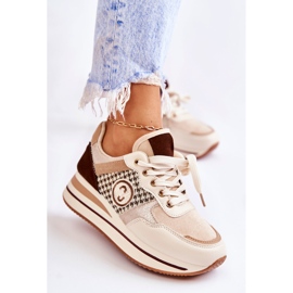 FB2 Modische Damen-Sportschuhe mit Keilabsatz Beige-Braun Aronne 1