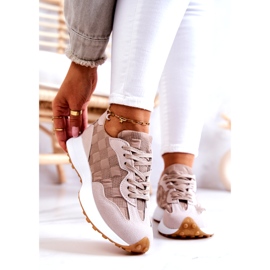 Frauen -Beige gebundene Sportschuhe 1