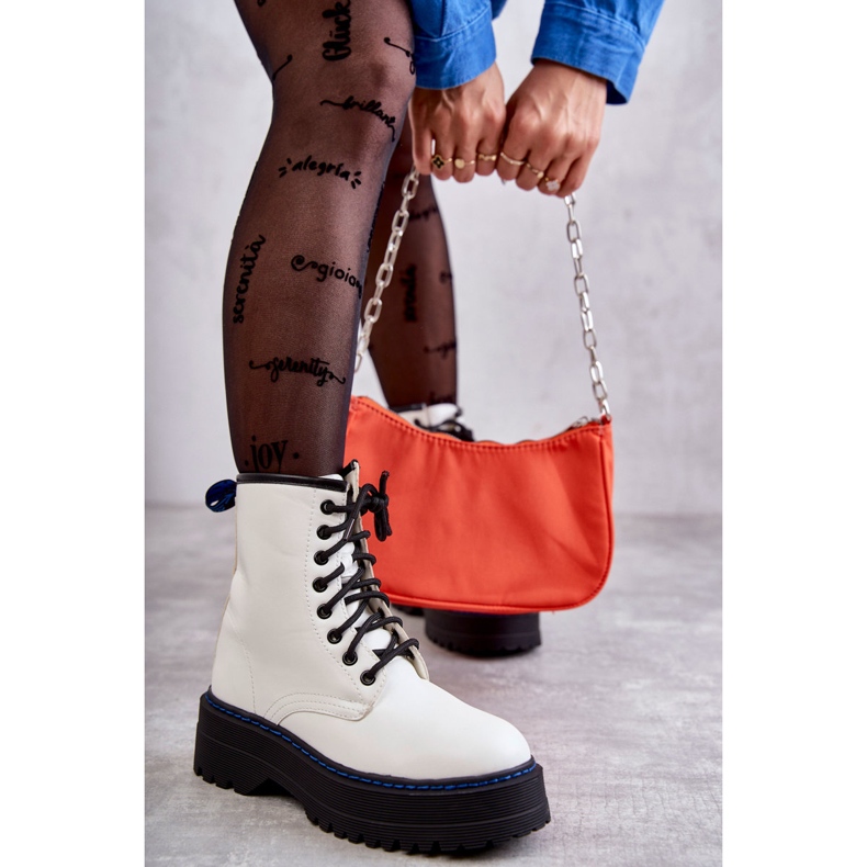 Gebundene Damenstiefel Glany White Callie weiß 2