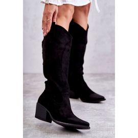 WS1 Schwarze Casey Cowboystiefel aus Wildleder 1