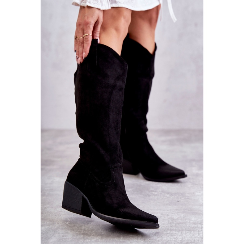 WS1 Schwarze Casey Cowboystiefel aus Wildleder 1