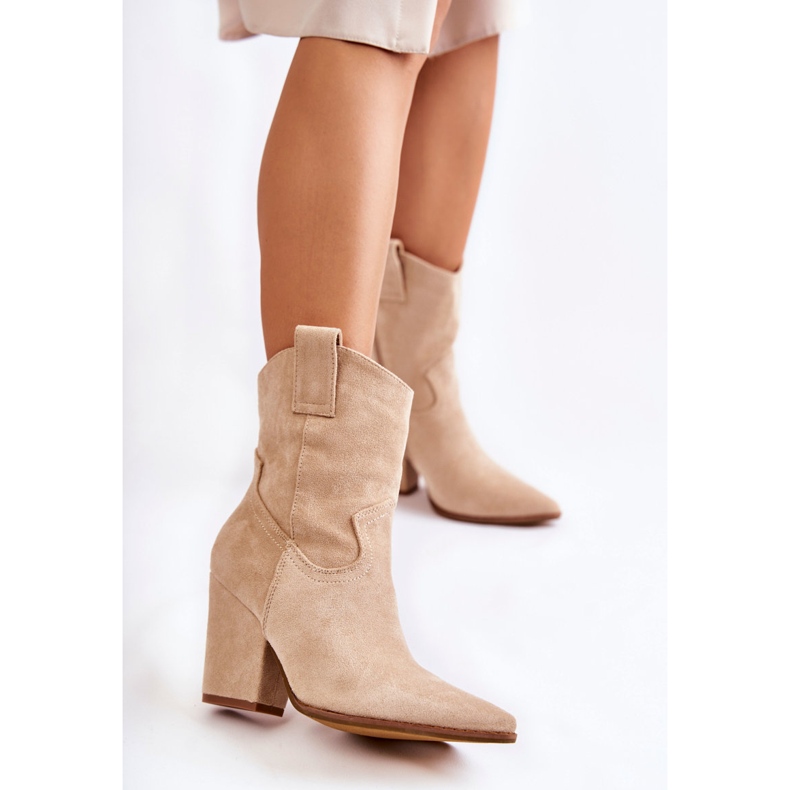 FB1 Cowboystiefel aus Wildleder für Damen Beige Mindy 1
