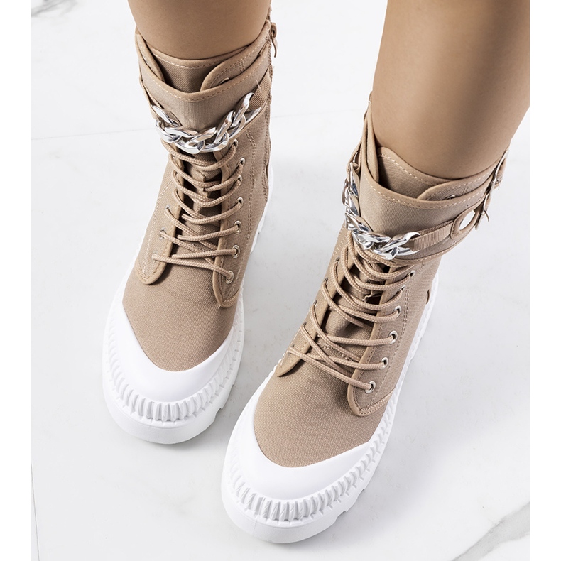 BM Braune Turnschuhe mit Taus-Kette khaki grün 1