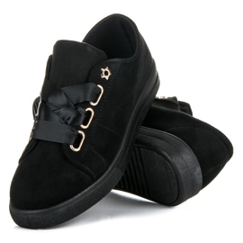 Ideal Shoes Wildlederturnschuhe mit einem Band schwarz 1