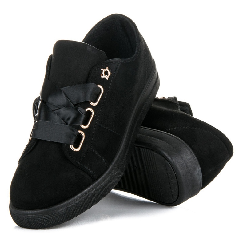Ideal Shoes Wildlederturnschuhe mit einem Band schwarz 1