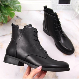 S.Barski Schwarze Schnürboots mit Reißverschluss von S. Barski 1