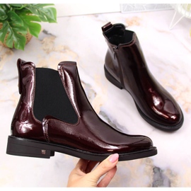 Damenschuhe lackiert warmen Burgund Potocki WOL93B rotwein 1