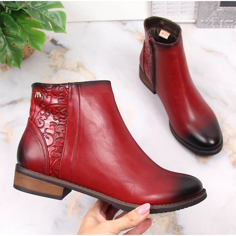 M. DASZYŃSKI Rote Damen warme Jodhpur-Stiefel Daszyński SAN4B 1