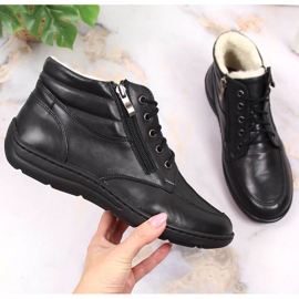 Łukbut Bequeme isolierte schwarze Lederstiefel für Damen Lukbut LUK724A 1