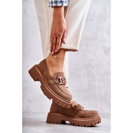 FB2 Damen-Brogues aus Wildleder mit dunkelbeiger Leeza-Verzierung 2