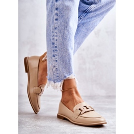 FB2 Leder-Loafer für Damen mit beiger Kerrie-Dekoration 1
