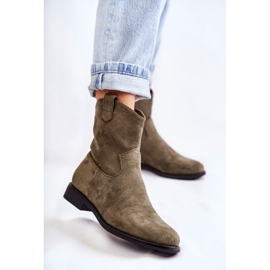 S.Barski Flache Stiefel aus Wildleder für Damen Grün Fiorenz khaki 1