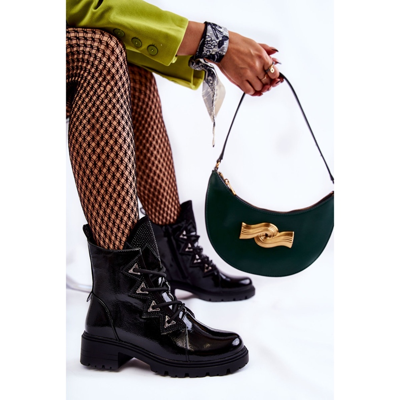 S.Barski Lackierte warme Stiefel mit Jet Black Gwen schwarz 1