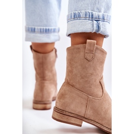 S.Barski Damen Wildleder Stiefel mit flachem Absatz Beige Fiorenz 2