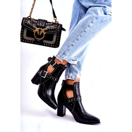 WJ2 Damenstiefel auf Ferse mit Strass Schwarz Kelin 2