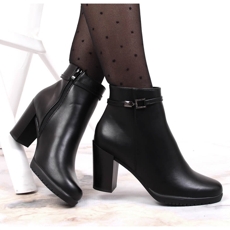 Schwarzer Sergio Leone Damenstiefel mit hohem Absatz und Zirkonia 1