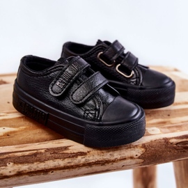 Kinder-Leder-Sneaker mit Klettverschluss Big Star KK374054 Schwarz 2