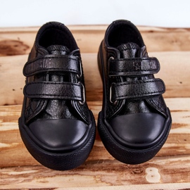Kinder-Leder-Sneaker mit Klettverschluss Big Star KK374054 Schwarz 7