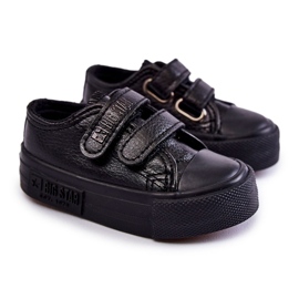 Kinder-Leder-Sneaker mit Klettverschluss Big Star KK374054 Schwarz 6