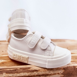 Kinder-Leder-Turnschuhe mit Klettverschluss Big Star KK374055 Weiß 2