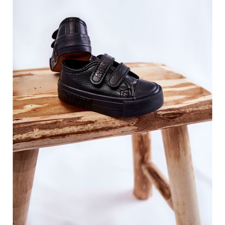 Kinder-Leder-Sneaker mit Klettverschluss Big Star KK374092 Schwarz 2