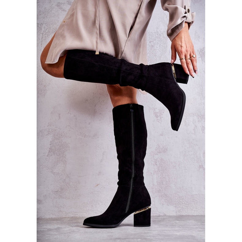 PS1 Klassische Wildlederstiefel mit Reißverschluss Black Leyette schwarz 2