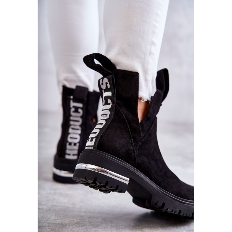 PS1 Schwarze Elvera-Wildlederstiefeletten mit Ausschnitten 2