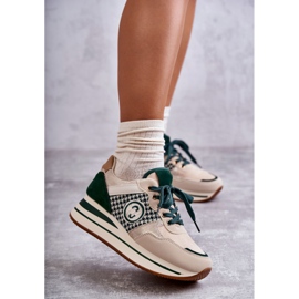 FB2 Modische Damen-Sportschuhe mit Keilabsatz Beige-Grün Aronne 1