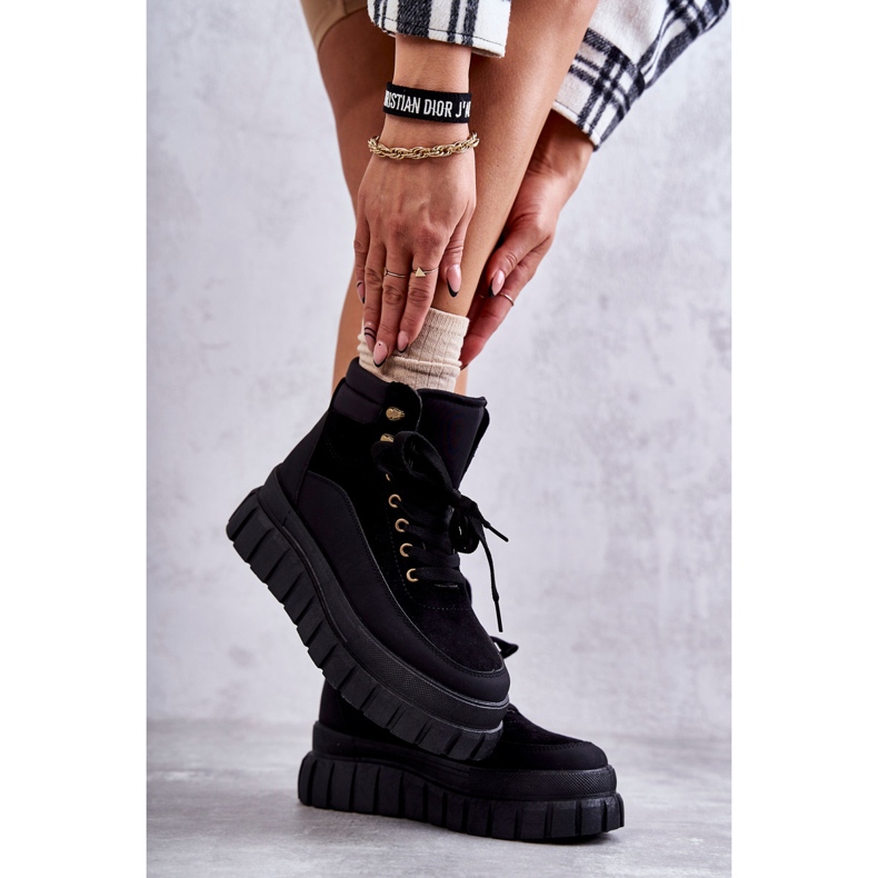 FG2 Bequeme Stiefel auf der schwarzen Sanchio-Plattform 2