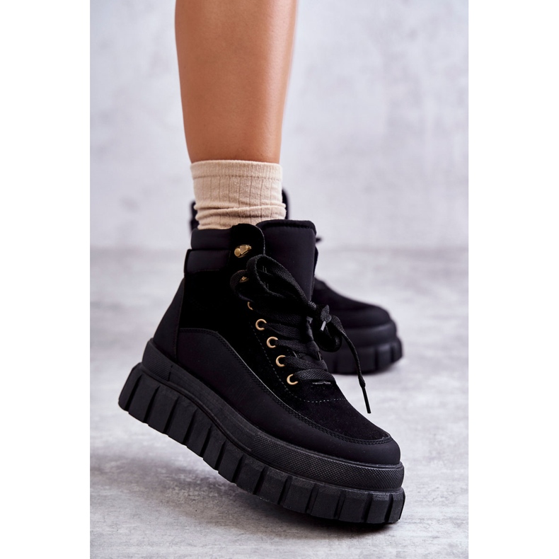 FG2 Bequeme Stiefel auf der schwarzen Sanchio-Plattform 1