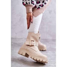 Warme Damenstiefel mit Reißverschluss Beige Torey 1