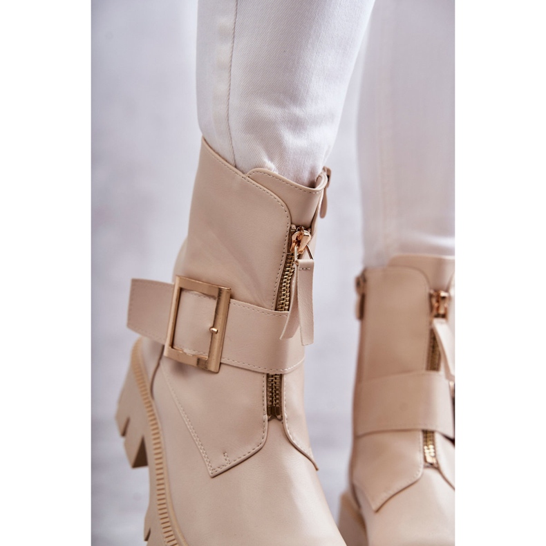 Warme Damenstiefel mit Reißverschluss Beige Torey 2