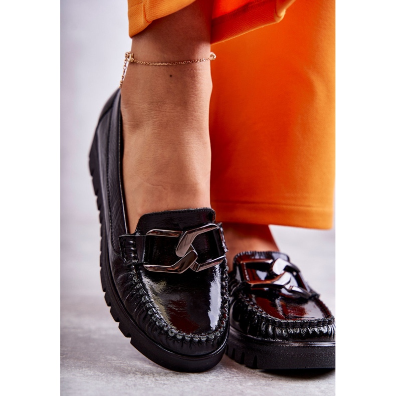 PL5 Damen-Lederschuhe auf der schwarzen Venesia-Plattform 1