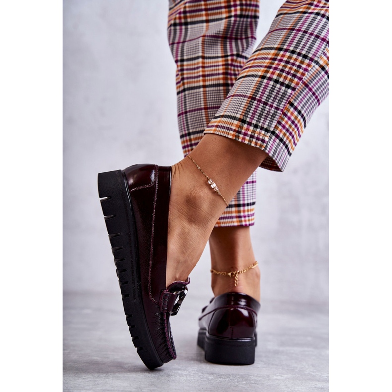 PL5 Damen-Lederschuhe auf der Venesia Burgunder-Plattform rot mehrfarbig 2