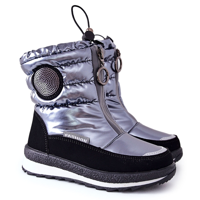 Evento Schneestiefel Kniehohe Stiefel für Kinder Miss❤E 21DZ23-4324 Grau schwarz silber- 4