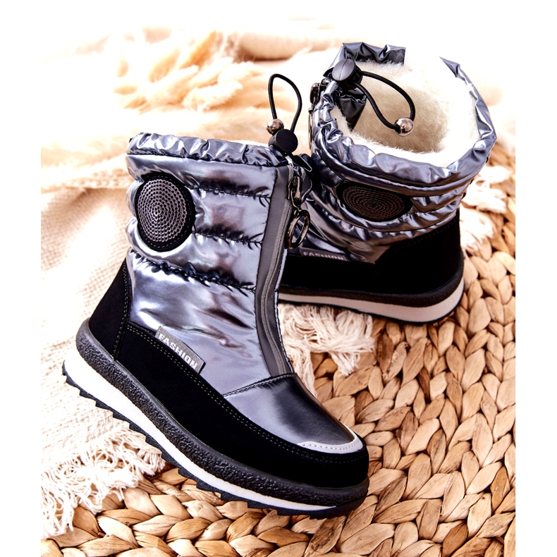 Evento Schneestiefel Kniehohe Stiefel für Kinder Miss❤E 21DZ23-4324 Grau schwarz silber- 2