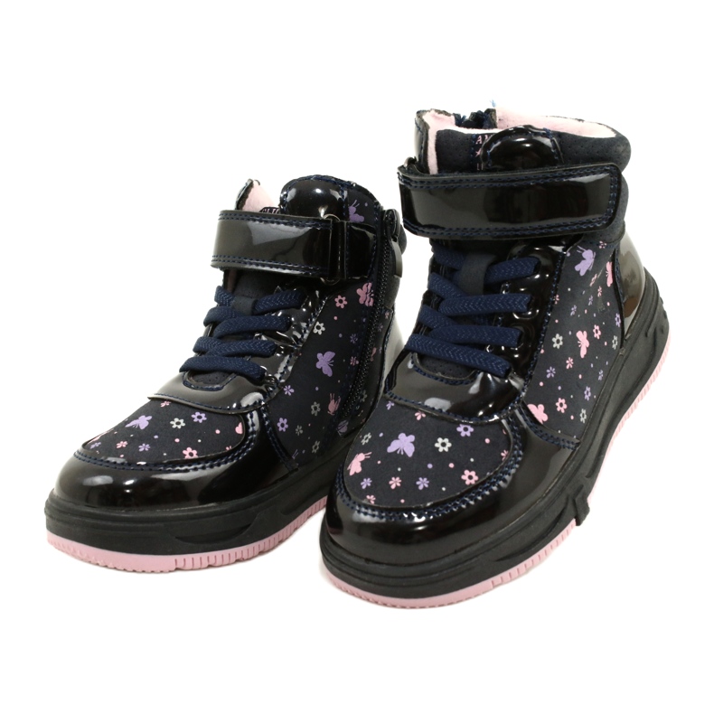 American Club American Boots Warme Stiefel XD66 Marineblau rosa 2