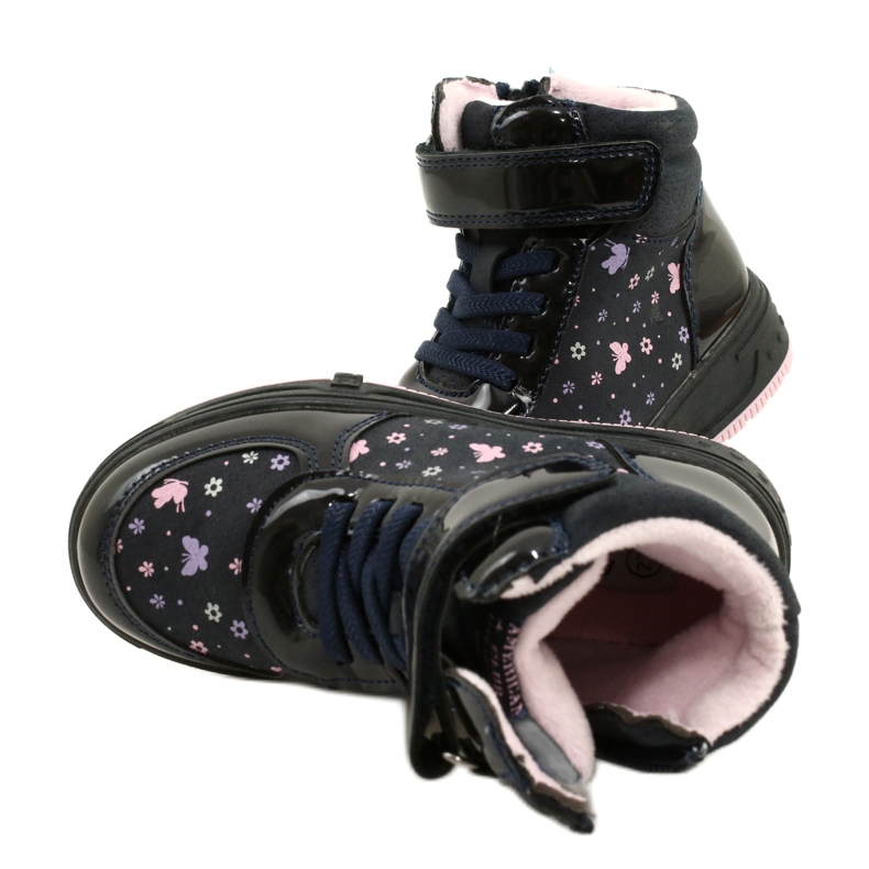 American Club American Boots Warme Stiefel XD66 Marineblau rosa 5