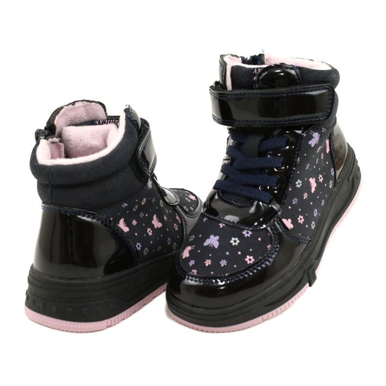 American Club American Boots Warme Stiefel XD66 Marineblau rosa 3