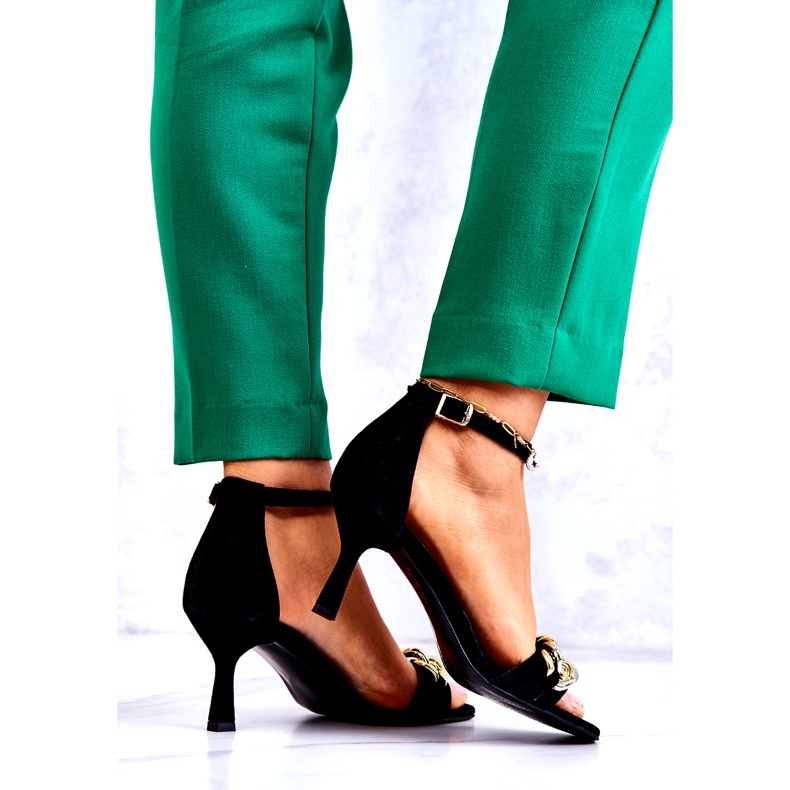 Wildleder-Sandalen mit hohem Absatz Laura Messi 2366 Schwarz 3