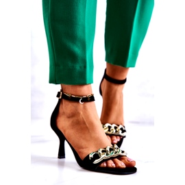 Wildleder-Sandalen mit hohem Absatz Laura Messi 2366 Schwarz 2