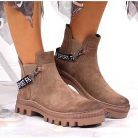 Chelsea-Stiefel aus Wildleder für Damen auf einer braunen Plattform Potocki 5